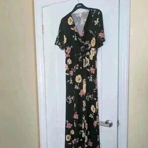 Long floral black flamingo  maxi dress size medium